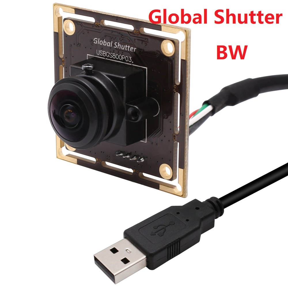 ELP Global Shutter BW USB Camera Module Monochrome Wide Angle Fisheye High Speed 640X480 210fps 800P HD Webcam Embedded Mini USB Industrial Camera